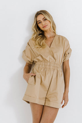 ENDLESS ROSE - Ruched Shoulder Romper - ROMPERS available at Objectrare