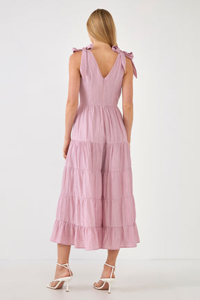 FREE THE ROSES - Tiered Jumpsuit with Bow Tie Shoulders - JUMPSUITS available at Objectrare