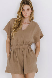 FREE THE ROSES - Free The Roses - Relaxed Gauze Romper with Raw Edging - ROMPERS available at Objectrare