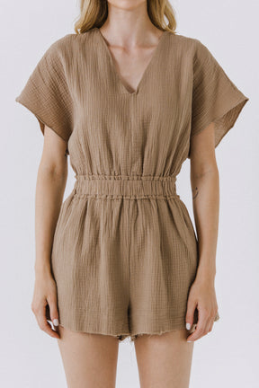 FREE THE ROSES - Free The Roses - Relaxed Gauze Romper with Raw Edging - ROMPERS available at Objectrare