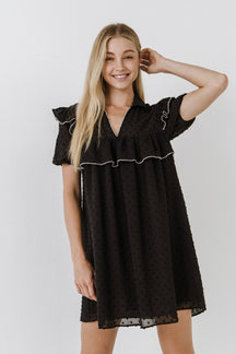 FREE THE ROSES - Swiss Dot Mini Dress with Ruffle Detail - DRESSES available at Objectrare