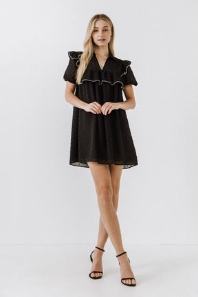 FREE THE ROSES - Swiss Dot Mini Dress with Ruffle Detail - DRESSES available at Objectrare