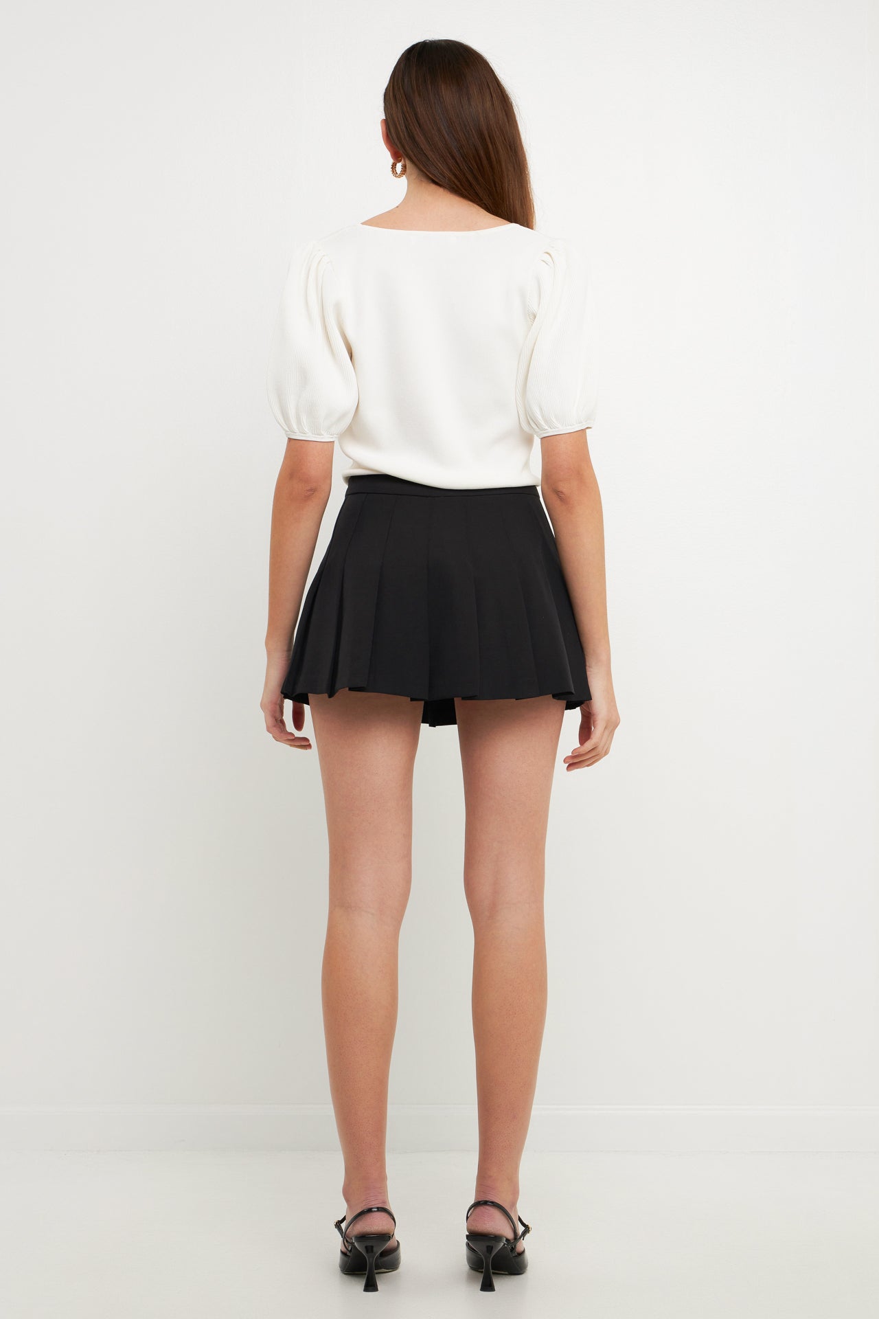 ENDLESS ROSE - Knit Square Neck Puff Top - TOPS available at Objectrare