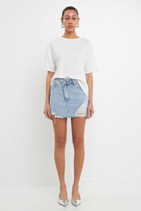GREY LAB - High-waisted High Distressed Mini - SKIRTS available at Objectrare