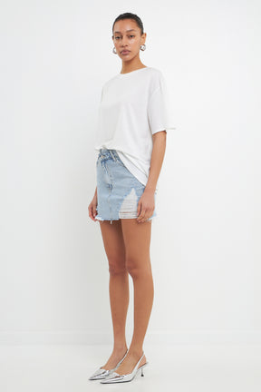 GREY LAB - High-waisted High Distressed Mini - SKIRTS available at Objectrare