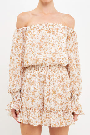 FREE THE ROSES - Baroque Chiffon Floral Long Sleeve Romper - ROMPERS available at Objectrare