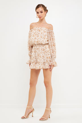 FREE THE ROSES - Baroque Chiffon Floral Long Sleeve Romper - ROMPERS available at Objectrare