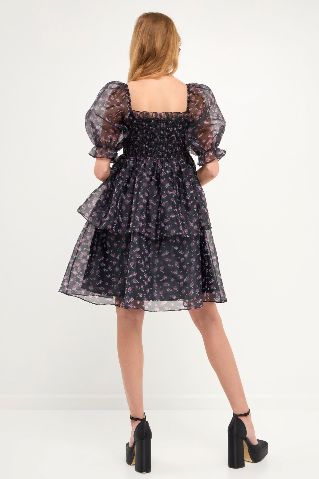 ENDLESS ROSE - Floral Organza Double Ruffled Baby Doll - DRESSES available at Objectrare