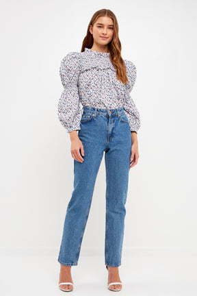 ENGLISH FACTORY - Floral Printed Cotton Long Sleeve Blouse - TOPS available at Objectrare