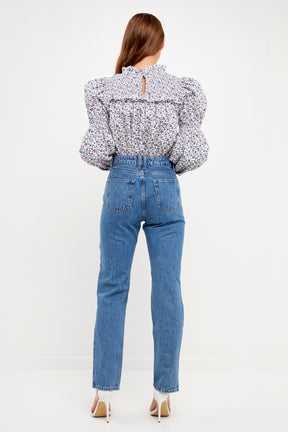 ENGLISH FACTORY - Floral Printed Cotton Long Sleeve Blouse - TOPS available at Objectrare