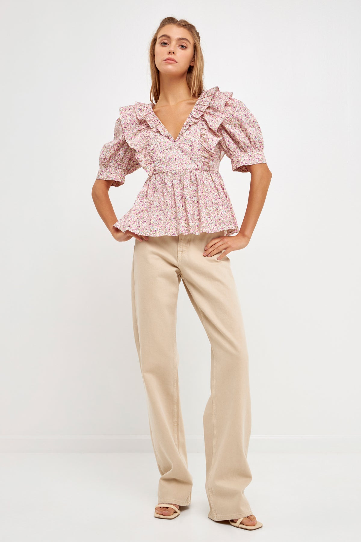 ENGLISH FACTORY - Cotton Floral Ruffled Top - TOPS available at Objectrare