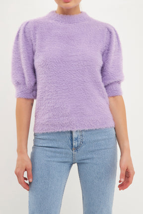 ENDLESS ROSE - Short Puff Sleeve Sweater - TOPS available at Objectrare
