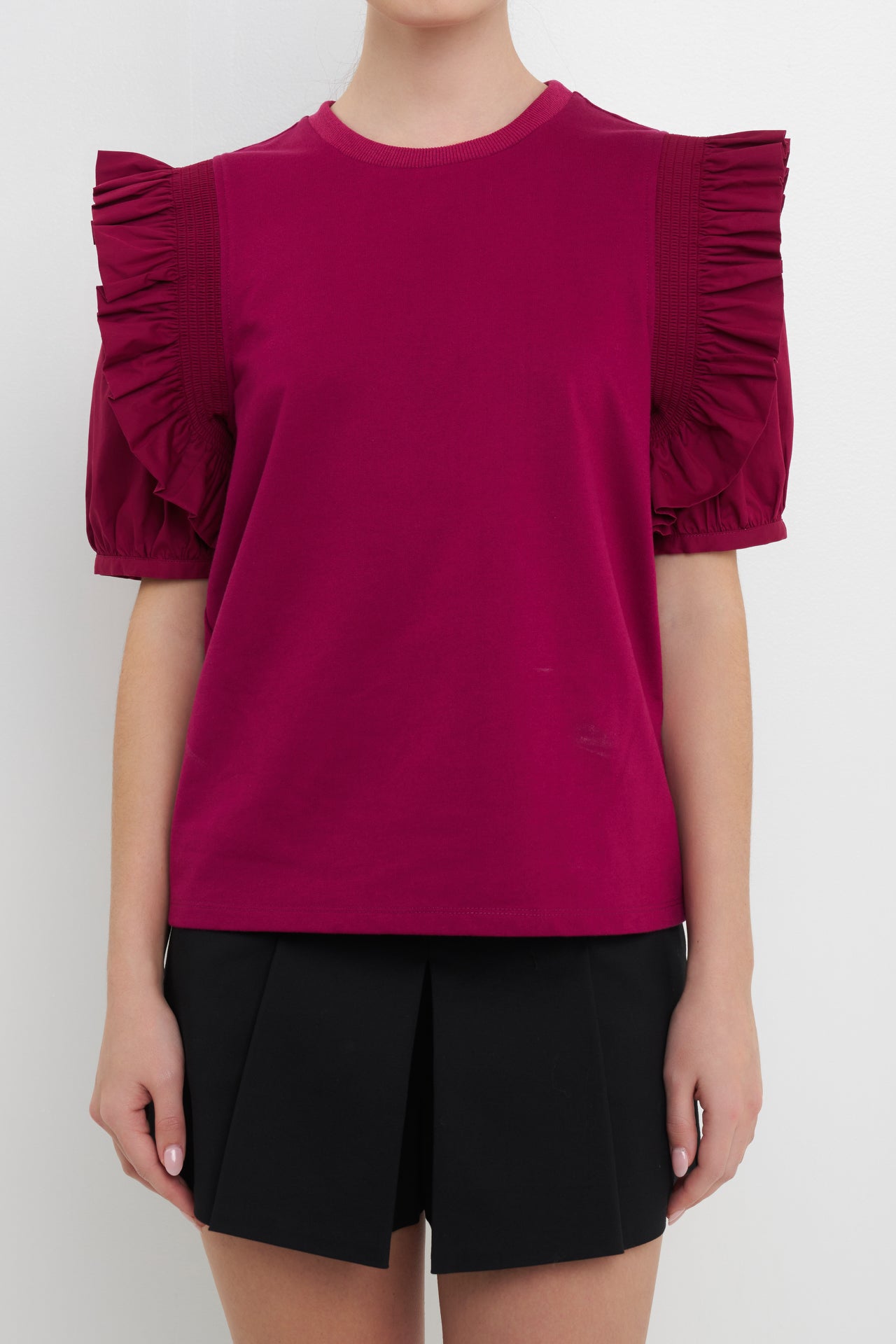 ENGLISH FACTORY - Ruffle Sleeve T-Shirt - TOPS available at Objectrare