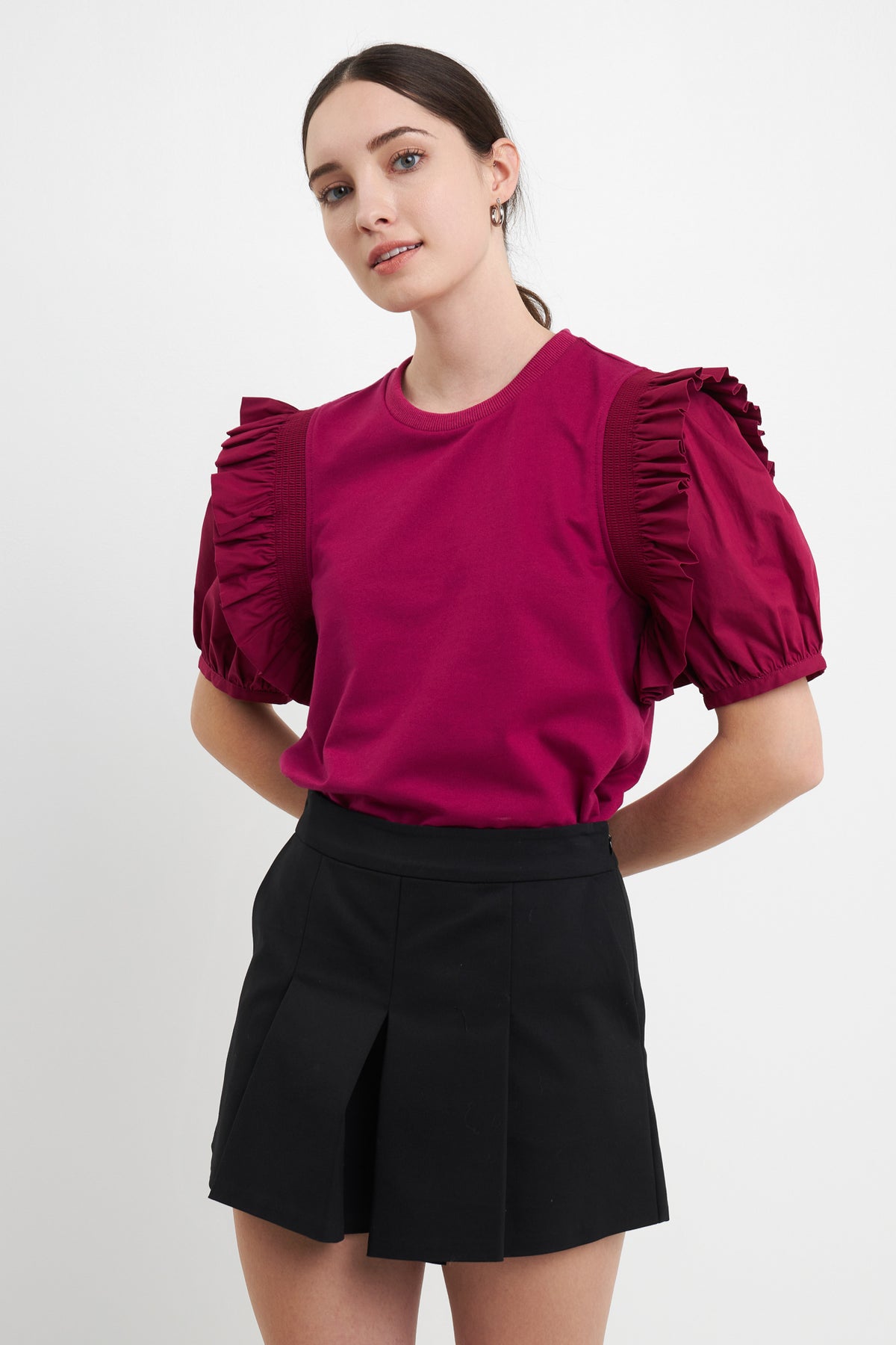 ENGLISH FACTORY - Ruffle Sleeve T-Shirt - TOPS available at Objectrare