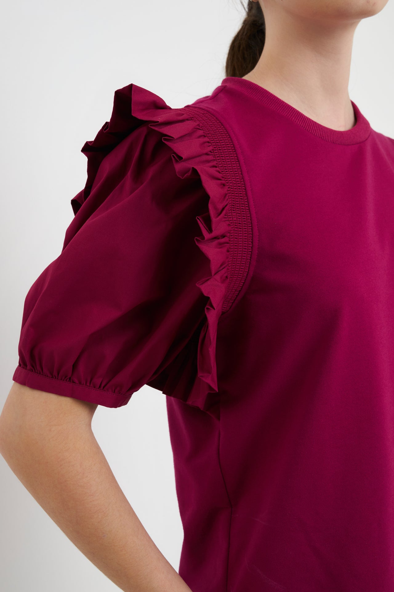 ENGLISH FACTORY - Ruffle Sleeve T-Shirt - TOPS available at Objectrare