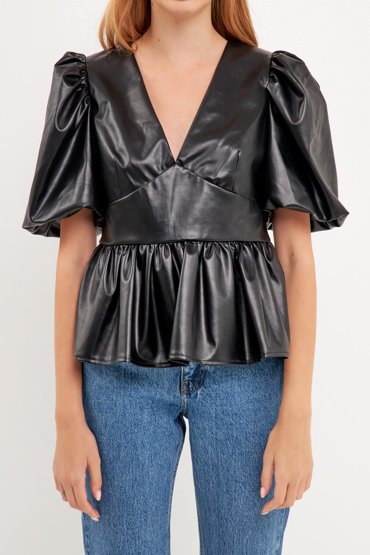 ENGLISH FACTORY - Leather Peplum Top - TOPS available at Objectrare
