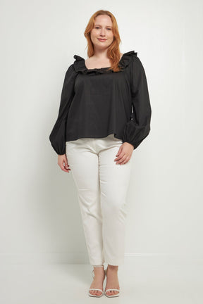 ENGLISH FACTORY - Square Ruffled Neckline Top - TOPS available at Objectrare