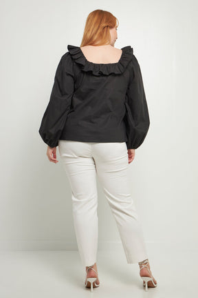 ENGLISH FACTORY - Square Ruffled Neckline Top - TOPS available at Objectrare