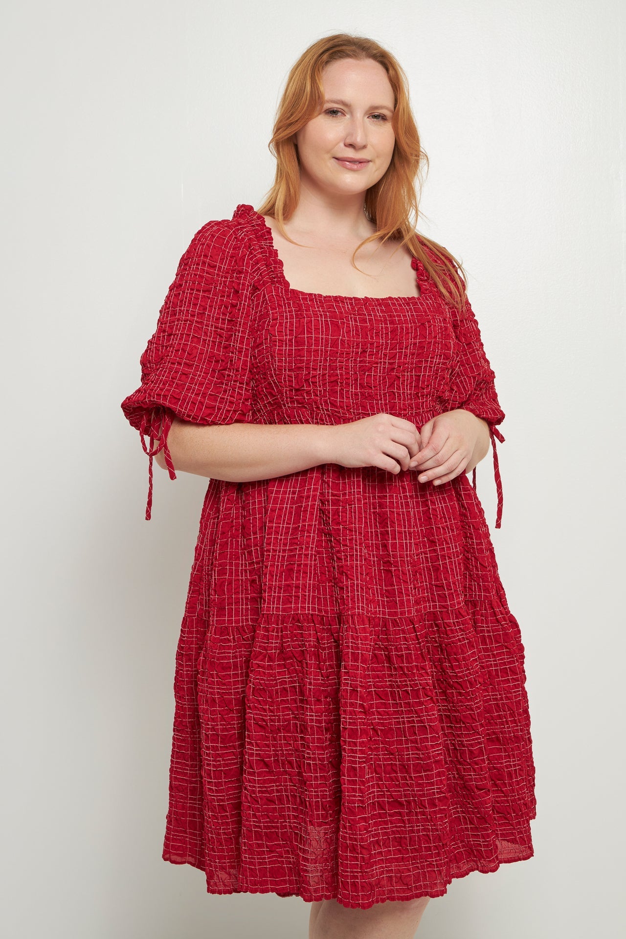 ENGLISH FACTORY - Crinkled Gingham Flounce Dress - DRESSES available at Objectrare