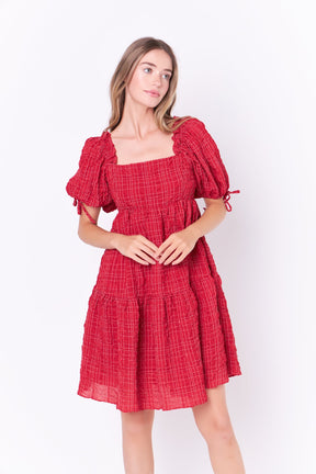 ENGLISH FACTORY - Crinkled Gingham Flounce Dress - DRESSES available at Objectrare