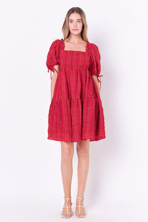 ENGLISH FACTORY - Crinkled Gingham Flounce Dress - DRESSES available at Objectrare