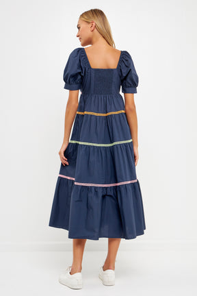 ENGLISH FACTORY - Color Block Trim Midi Dress - DRESSES available at Objectrare