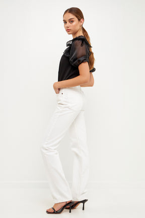 ENGLISH FACTORY - Organza Sleeve Shirt - TOPS available at Objectrare