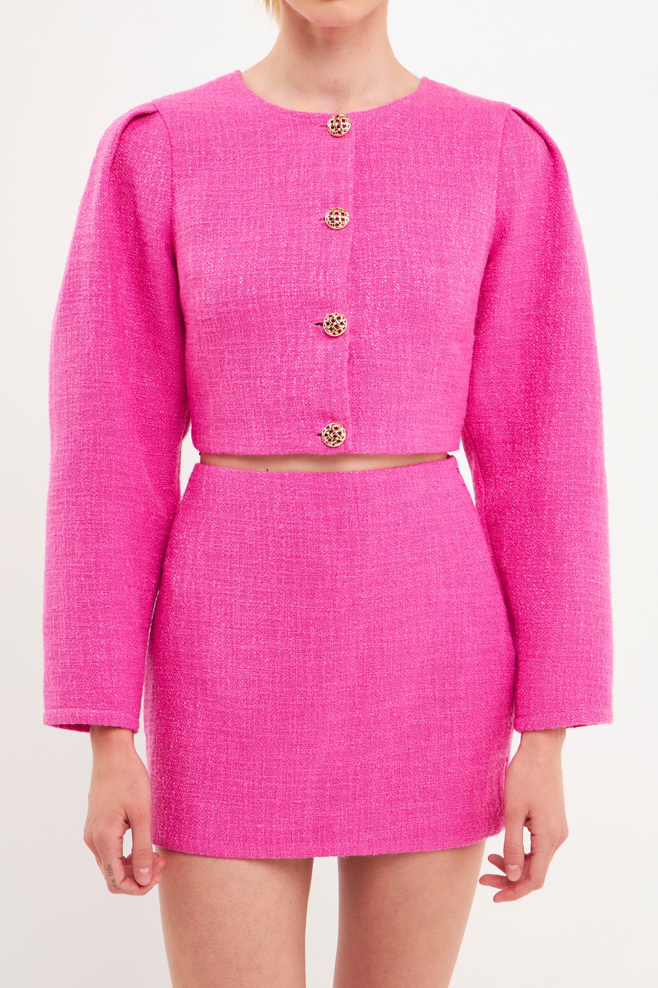 ENDLESS ROSE - Cropped Tweed Jacket - JACKETS available at Objectrare