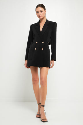 ENDLESS ROSE - Cutout Blazer Romper - ROMPERS available at Objectrare