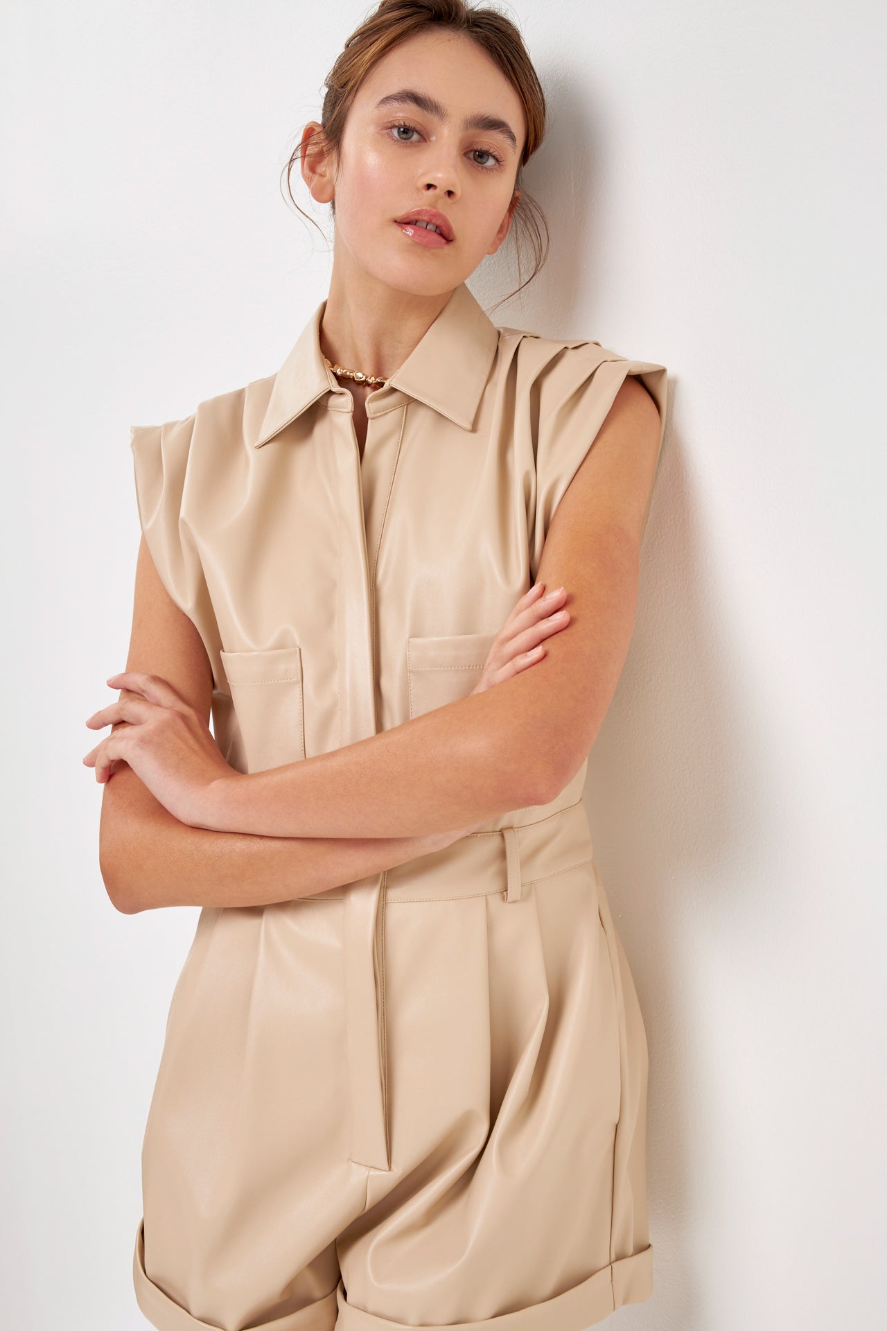 GREY LAB - Leather Romper - ROMPERS available at Objectrare
