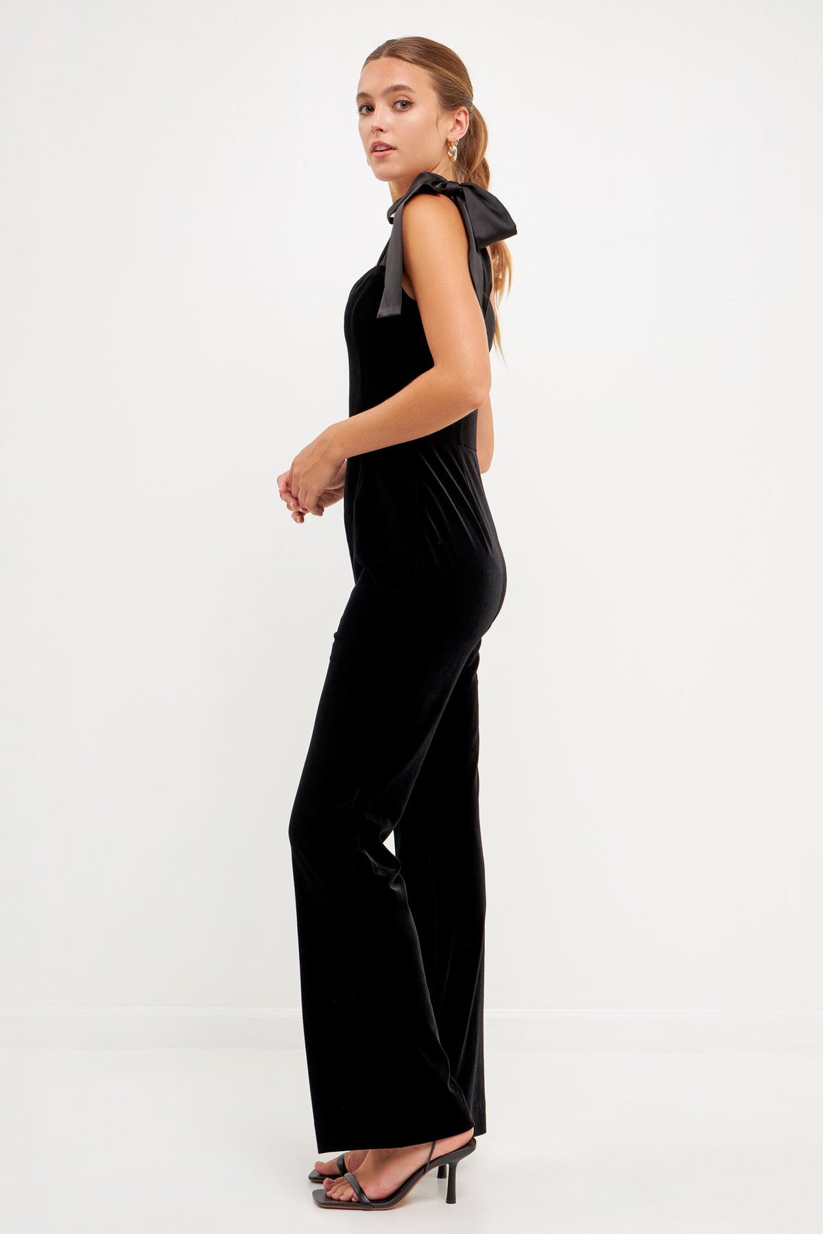 ENDLESS ROSE - Velvet Satin Sweetheart Jumpsuit - JUMPSUITS available at Objectrare