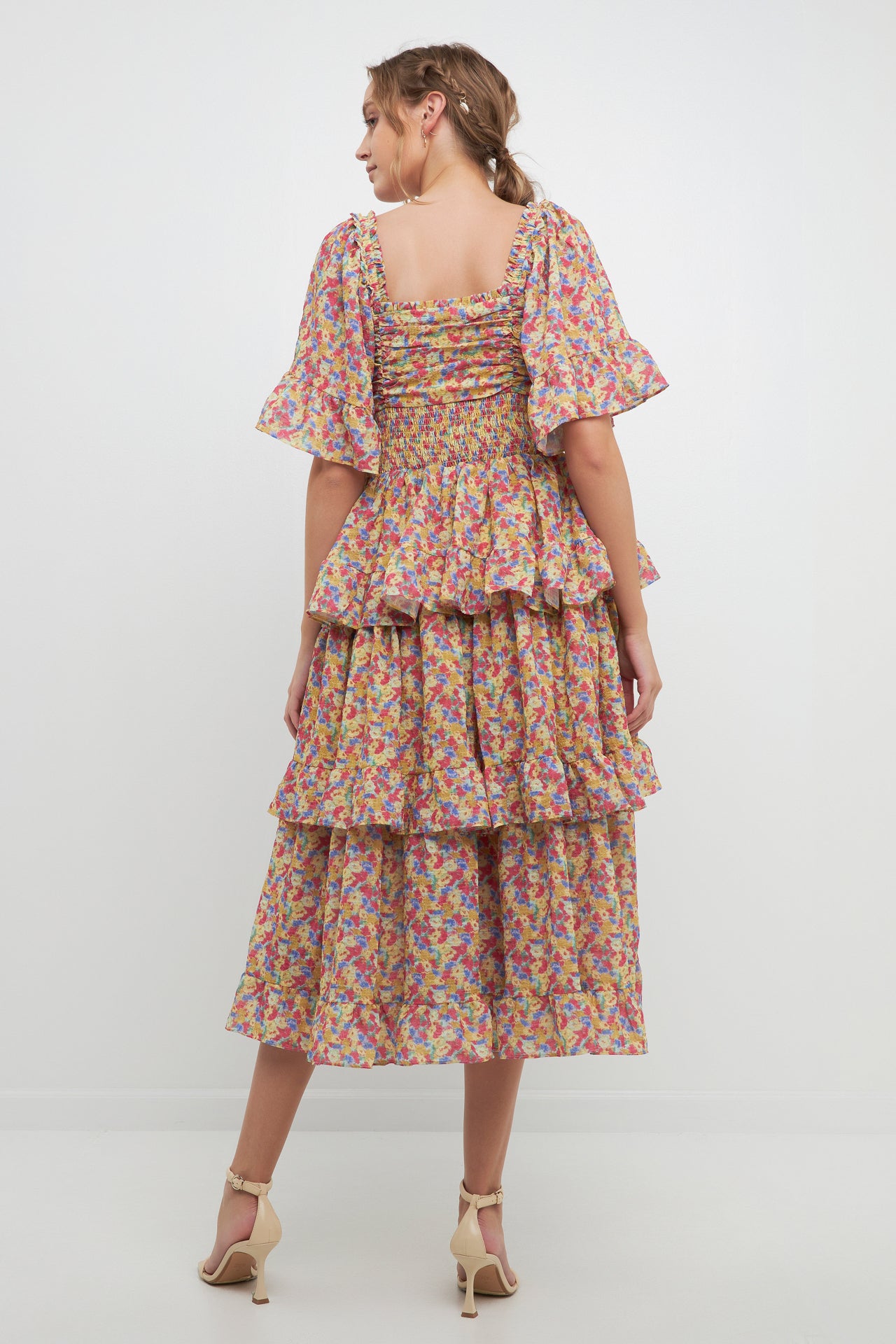 FREE THE ROSES - Floral Smocked Ruffle Tiered Maxi Dress - DRESSES available at Objectrare