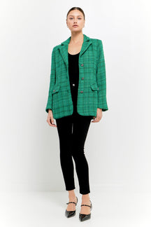 ENDLESS ROSE - Tweed 3pc Button Long Blazer - JACKETS available at Objectrare