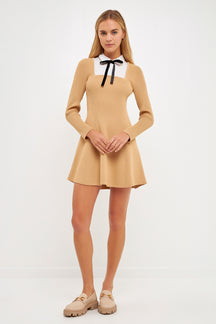 ENGLISH FACTORY - Mixed Media Fit and Flare Sweater Dress - DRESSES available at Objectrare
