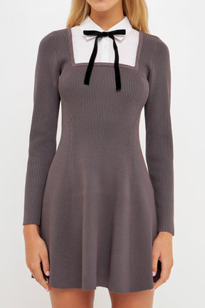 ENGLISH FACTORY - Mixed Media Fit and Flare Sweater Dress - DRESSES available at Objectrare
