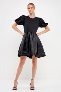 ENGLISH FACTORY - Mixed Media Organza Mini Dress - DRESSES available at Objectrare