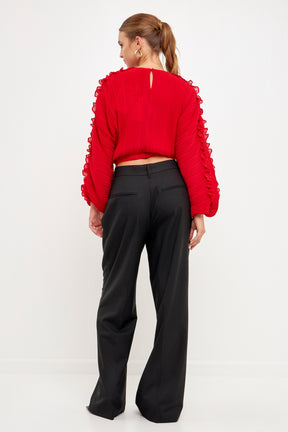 ENDLESS ROSE - Cropped Plissé Blouse - TOPS available at Objectrare