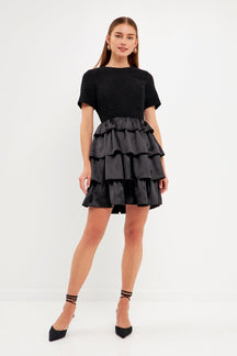 ENDLESS ROSE - Boucle Satin Mini Dress - DRESSES available at Objectrare