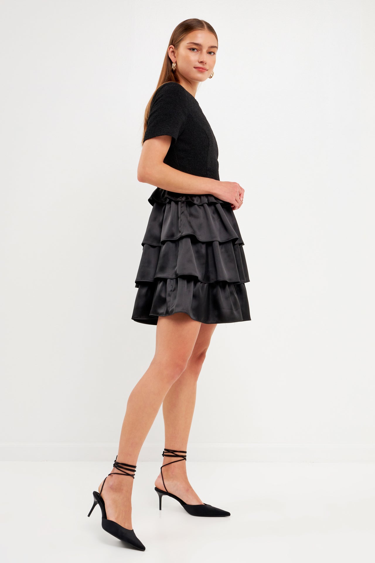ENDLESS ROSE - Boucle Satin Mini Dress - DRESSES available at Objectrare