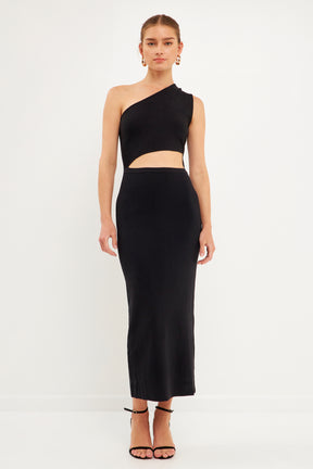 ENDLESS ROSE - One Shoulder Cutout Maxi Dress - DRESSES available at Objectrare
