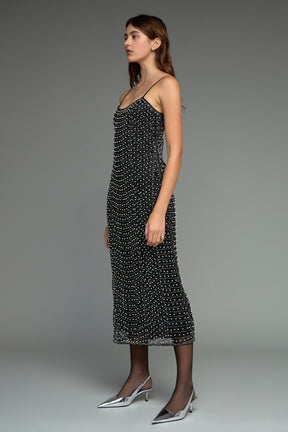 ENDLESS ROSE - Premium Pearl Beaded Maxi Dress - DRESSES available at Objectrare