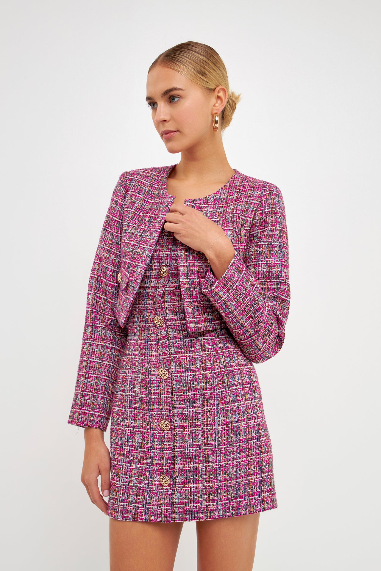 Endless Rose Premium Tweed Blazer Mini Dress