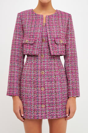 ENDLESS ROSE - Cropped Tweed Jacket - JACKETS available at Objectrare