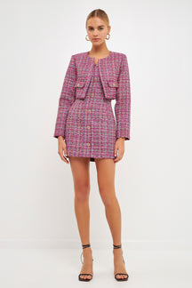 ENDLESS ROSE - Cropped Tweed Jacket - JACKETS available at Objectrare