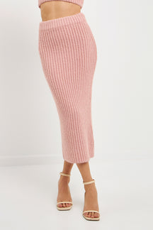 ENDLESS ROSE - High-Waisted Knit Midi Skirt - SKIRTS available at Objectrare