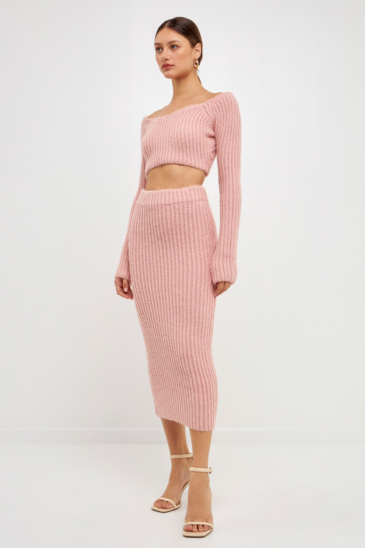 ENDLESS ROSE - High-Waisted Knit Midi Skirt - SKIRTS available at Objectrare