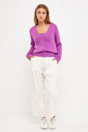 ENGLISH FACTORY - Cable Knit Cardigan - SWEATERS & KNITS available at Objectrare
