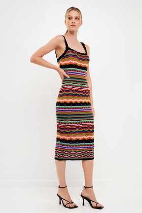 FREE THE ROSES - Crochet Multi Color Maxi Dress - DRESSES available at Objectrare