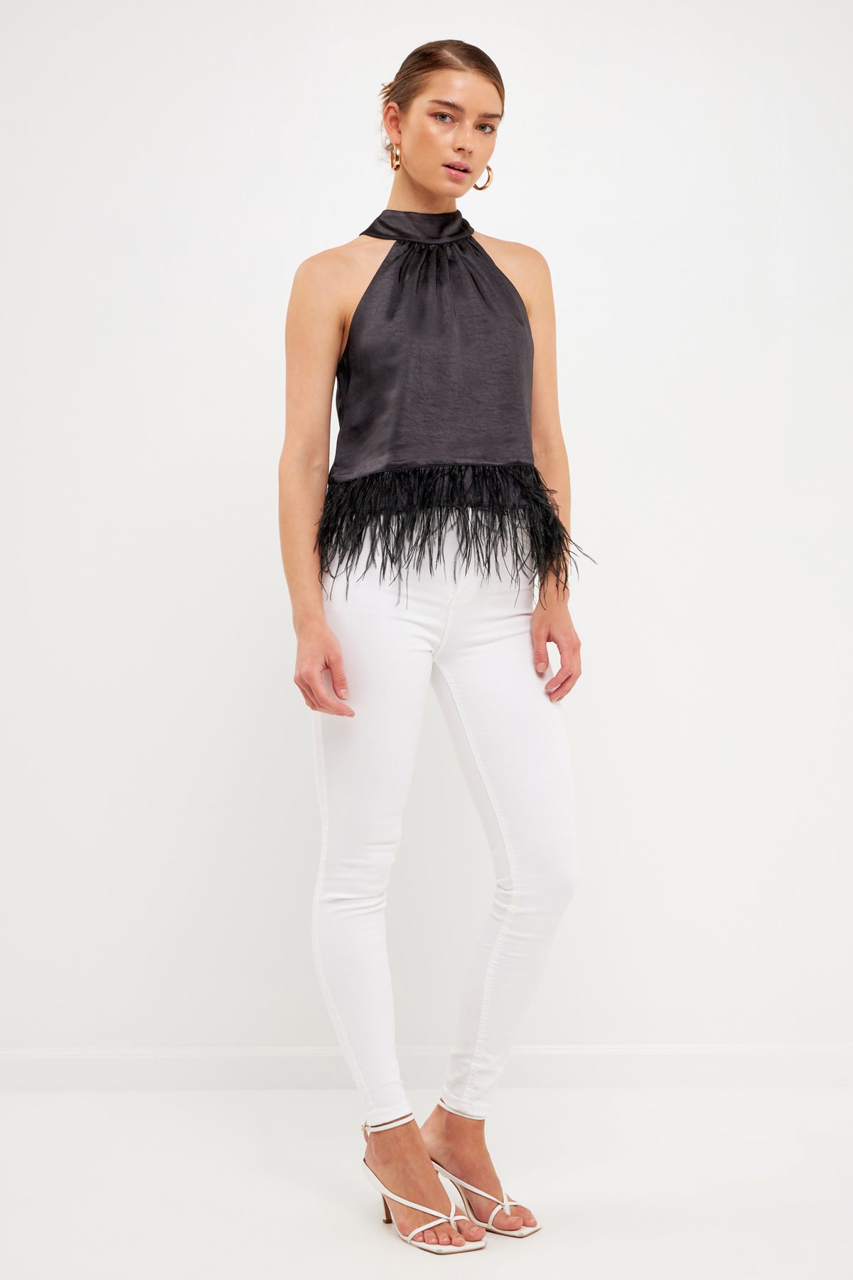 ENDLESS ROSE - Feather Trim Top - TOPS available at Objectrare
