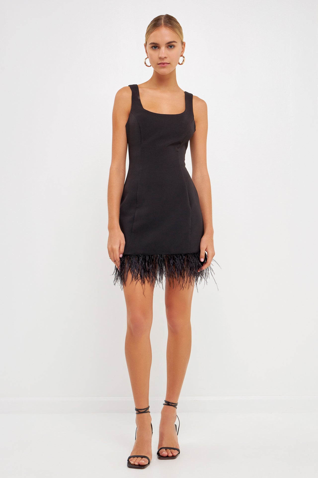 ENDLESS ROSE - Feather Trim Mini Dress - DRESSES available at Objectrare